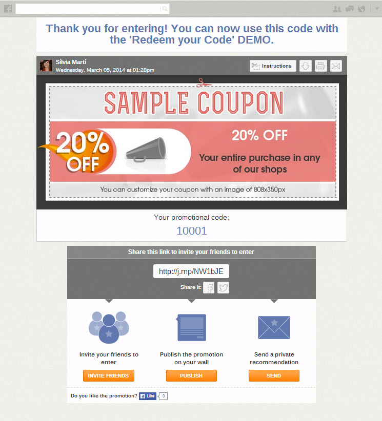 Coupons wordpress en page
