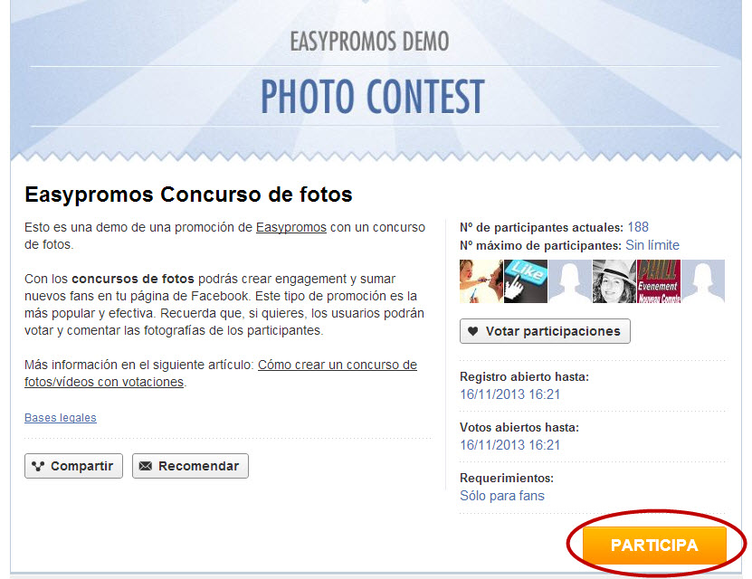 Easypromos - Participar concurso de fotos