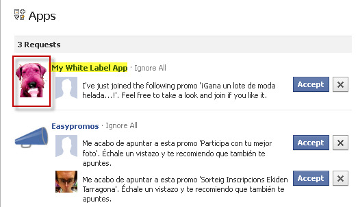 Easypromos White Label - Name of application in the invitations sent