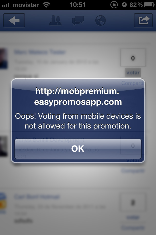Votación desde móvil en promociones limitadas por país
