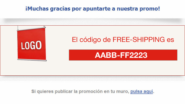 Código de descuento único para los fans de Facebook