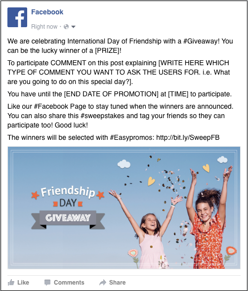 Friendship Day giveaway template