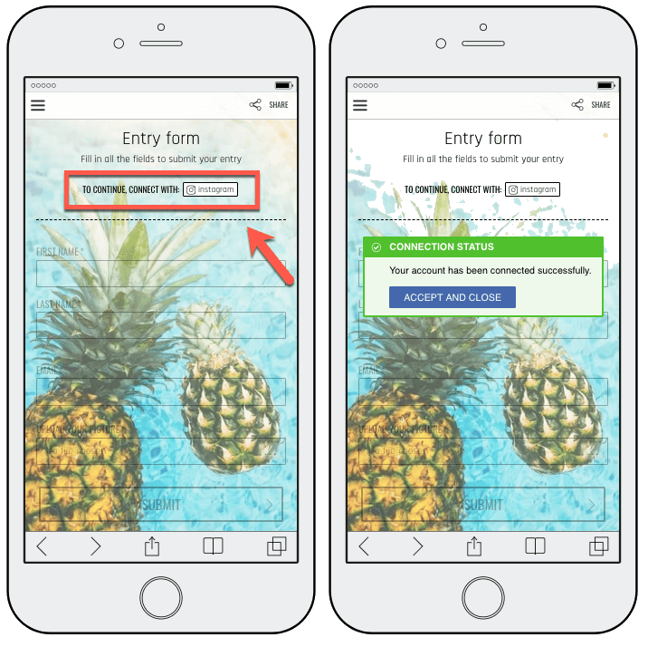 Instagram contest ideas with social login