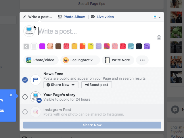 Cross-post on Facebook Stories and Instagram Stories