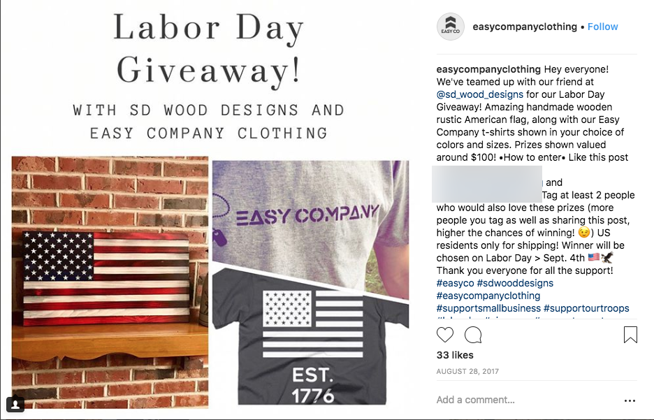 Labor Day contest giveaway announce winners Instagram