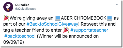 back to school twitter giveaway for professor