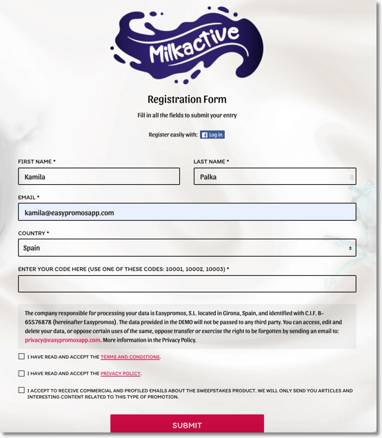 customer entry form
