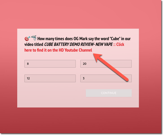 quizzes with videos, screenshot of a promotion 