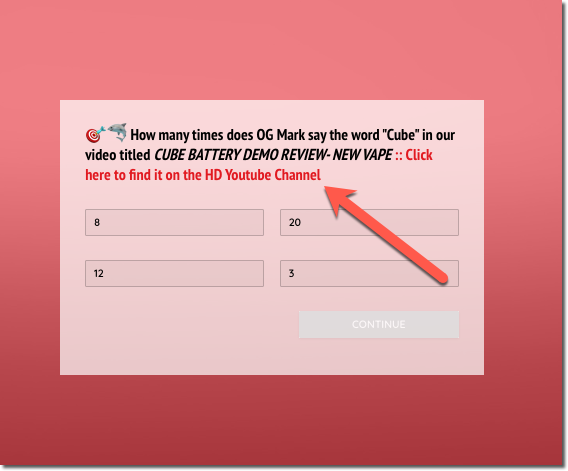 quizzes with videos, screenshot of a promotion