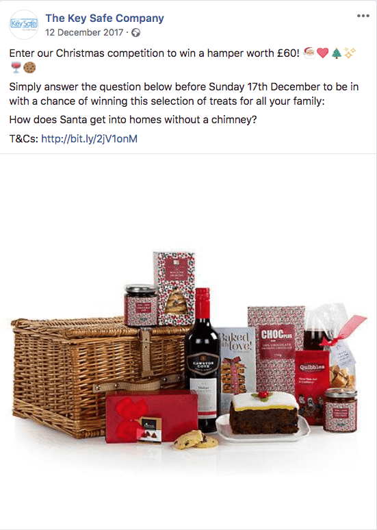 Christmas giveaways on social media Facebook