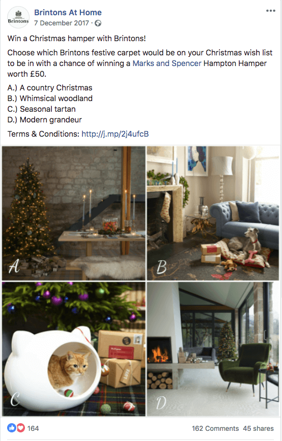 Christmas giveaways on social media Facebook