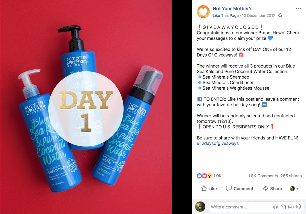 12 days of Christmas giveaways Facebook