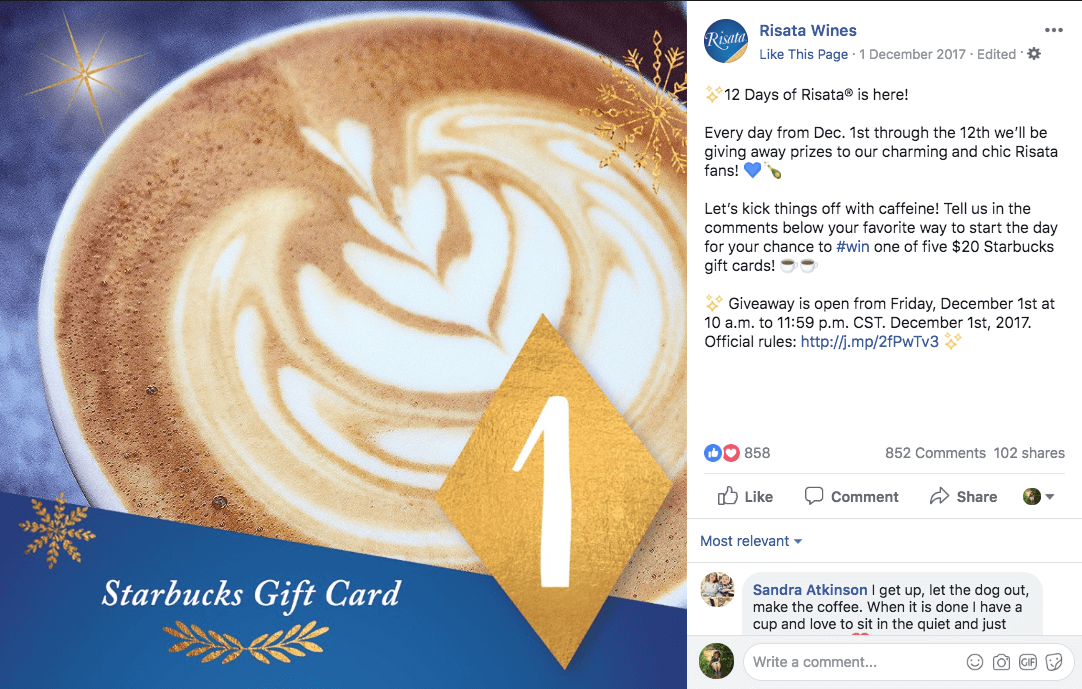 12 days of Christmas giveaways Facebook