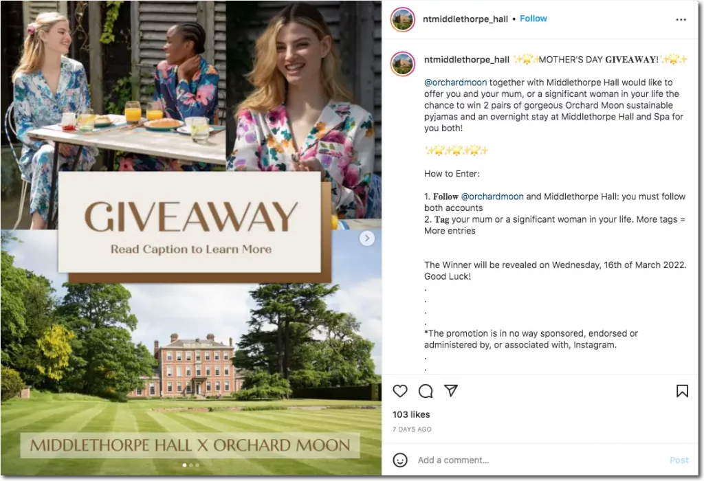 mothers day giveaway on instagram
