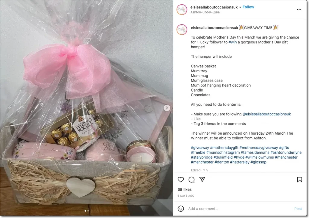 mothers day giveaway on instagram

