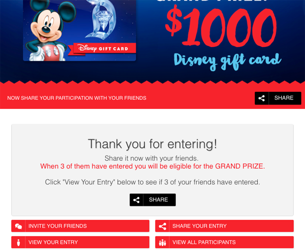 Back to School campaign ideas: screenshot from the thank you page of a Recruiters contest