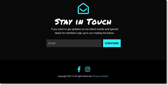 Facebook page and instagram promoted on a brand's website