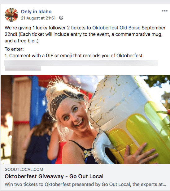 Oktoberfest giveaways Facebook