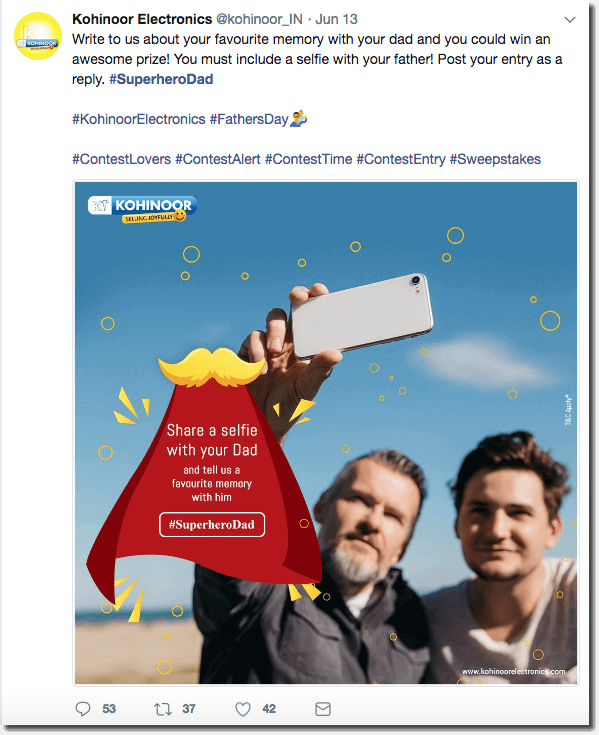 Twitter giveaway organized for Father's Day
