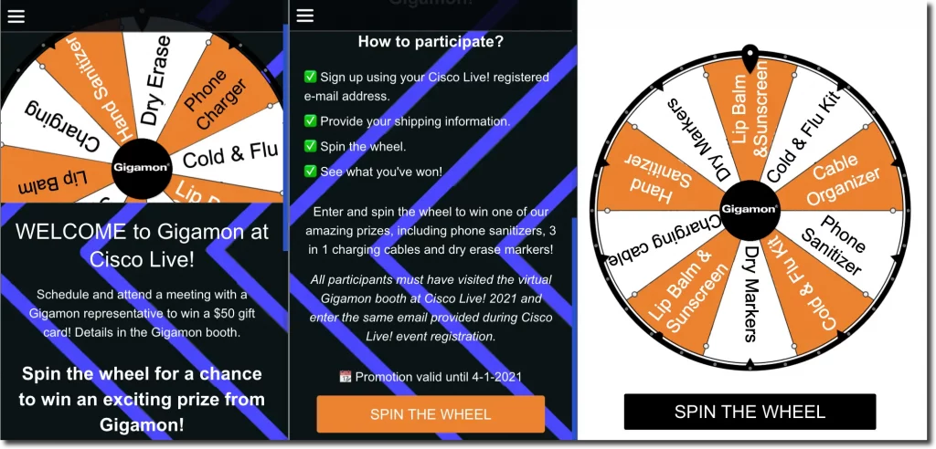 Customized Prize Wheel Gigamon