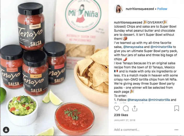 Image of Super Bowl Instagram giveaway with chips and salsa