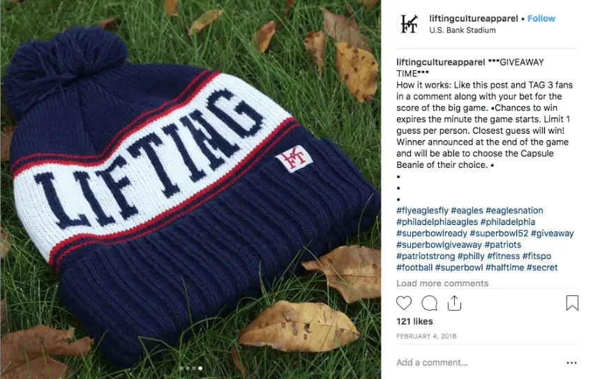 Image of Super Bowl Instagram giveaway of sports gear