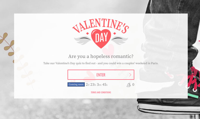 Image of Valentine's Day quiz homepage
