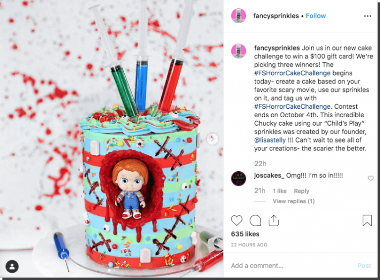 Instagram giveaway cake