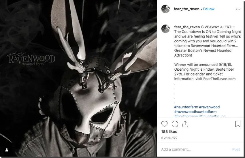 Instagram Halloween giveaway event tickets: haunted house giveaway ideas for halloween