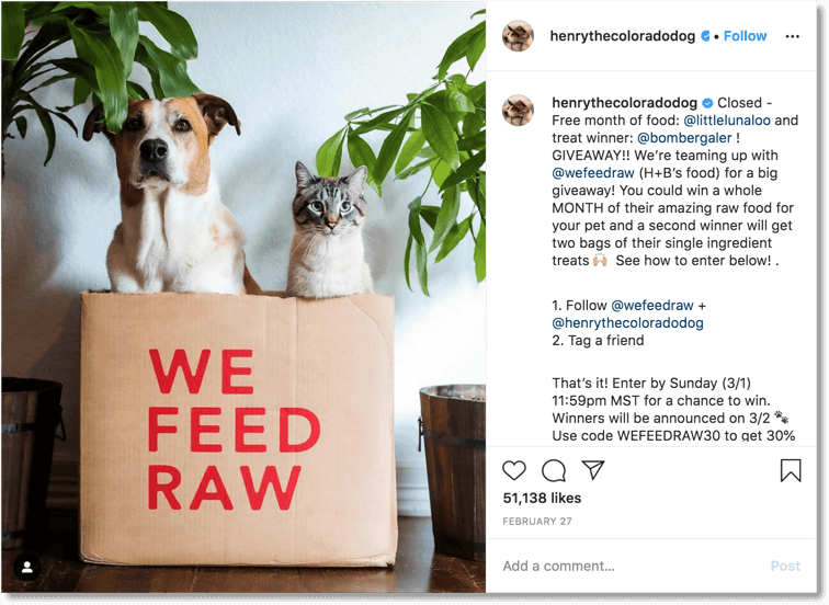 Instagram giveaway collaboration