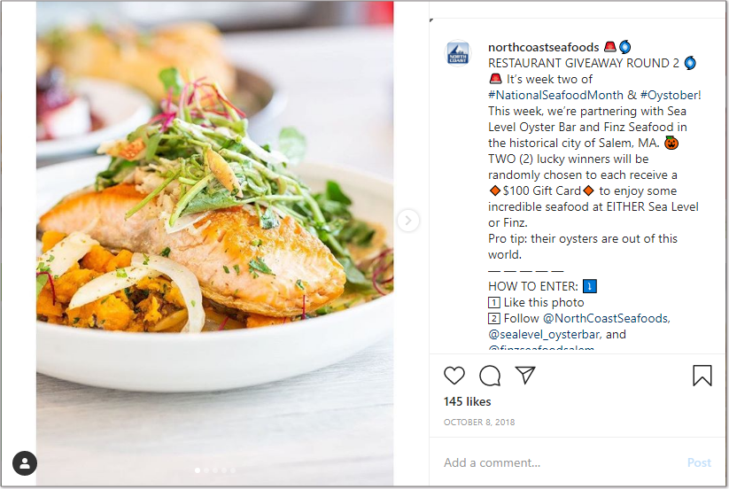 instagram restaurant giveaway