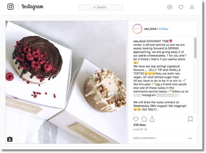 Instagram winter giveaway food