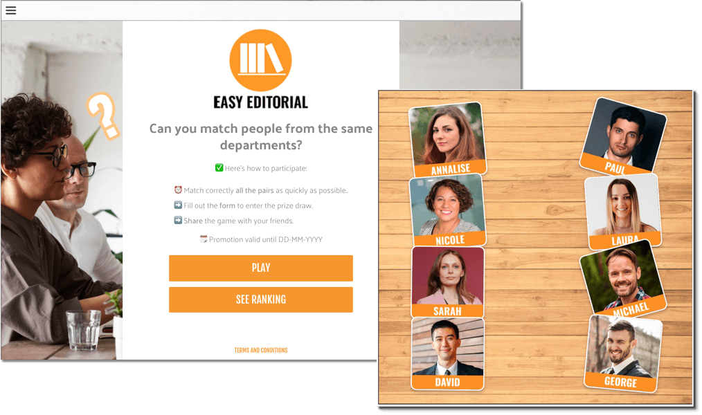 Activities to foster employee engagement. Celebrate Valentine's Day with a Match it game