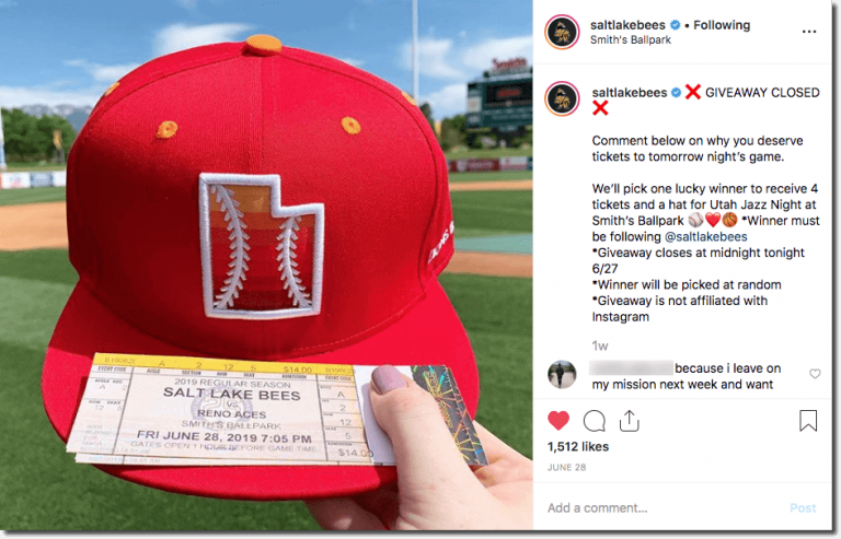 Instagram Giveaway for sports teams and clubs