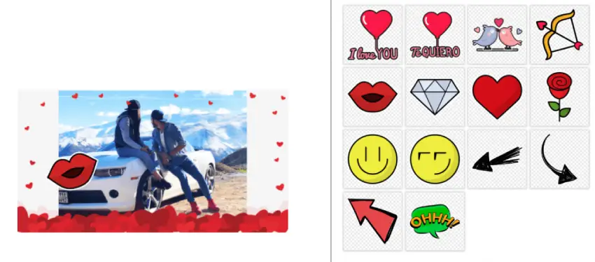Screenshot of PhotoFun editor for Valentine's Day photo contest
