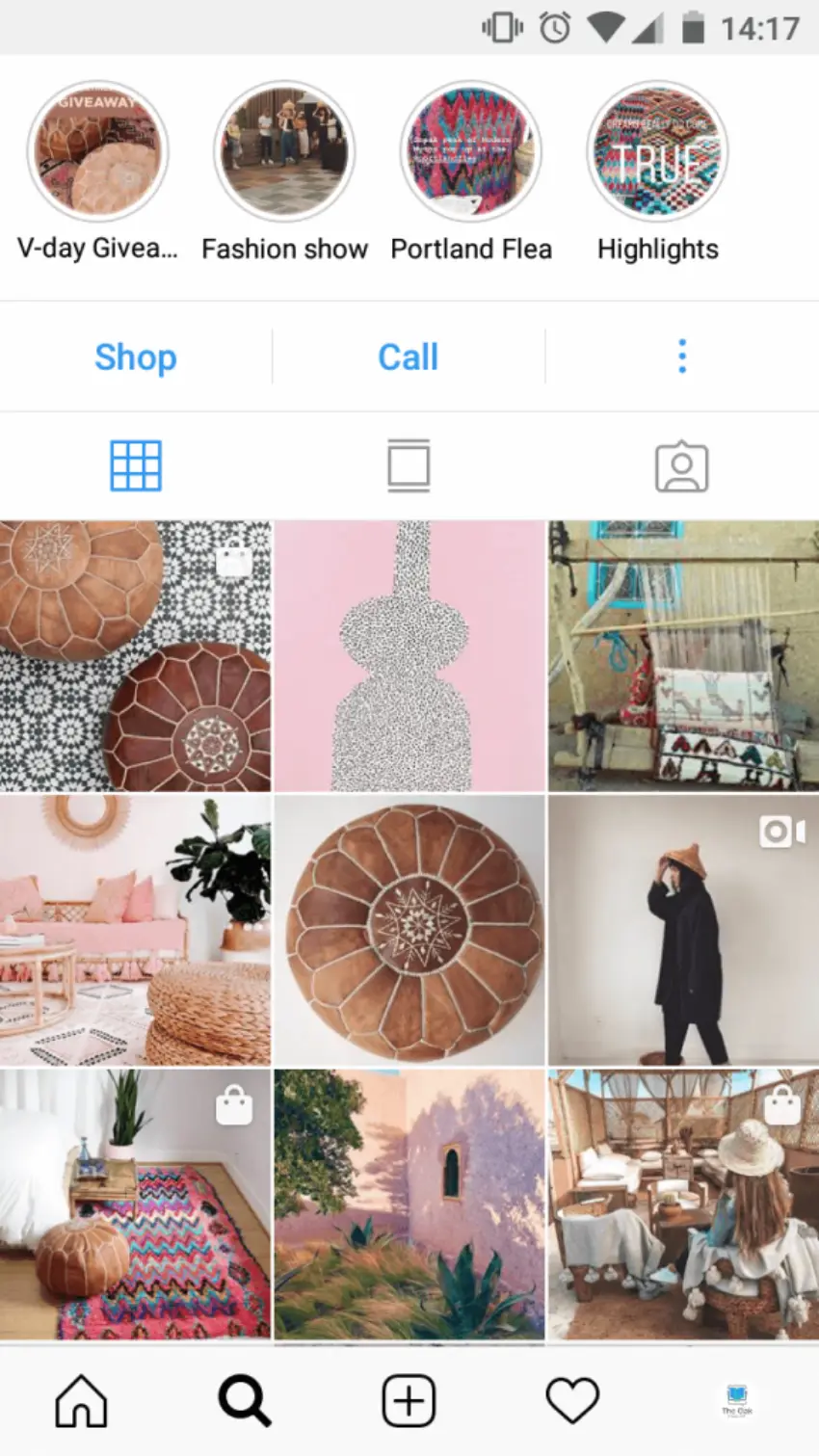 Screenshot of an Instagram profile page, showing a giveaway in the Highlighted Stories as well as profile posts.