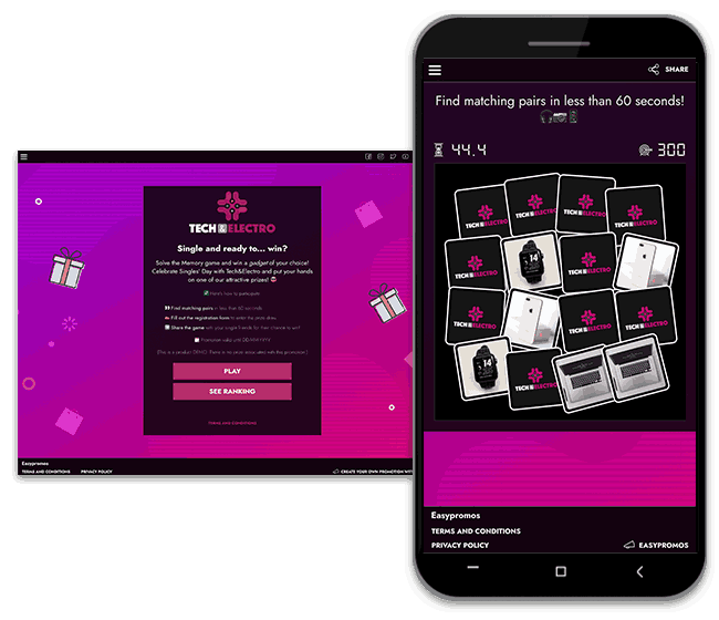 Screenshot of a Singles' Day promotion idea: a branded Memory game organized by a tech company.