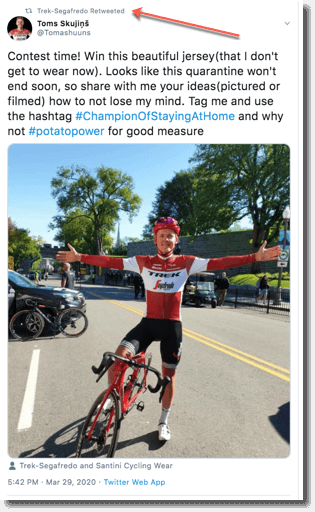 Toms' promotion shared on twitter by his team