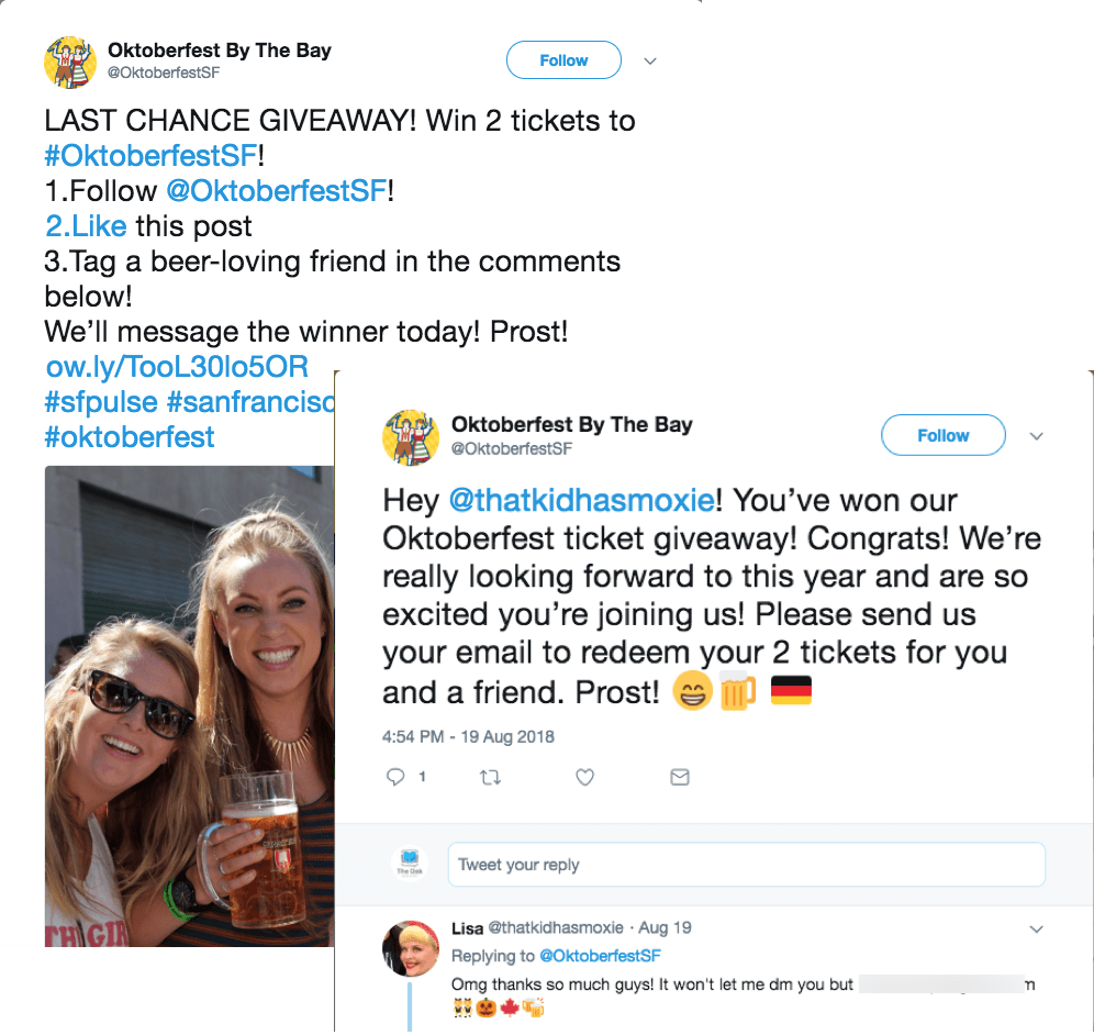 Oktoberfest giveaways Twitter