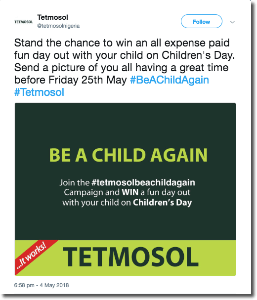 Children's Day giveaway on twitter