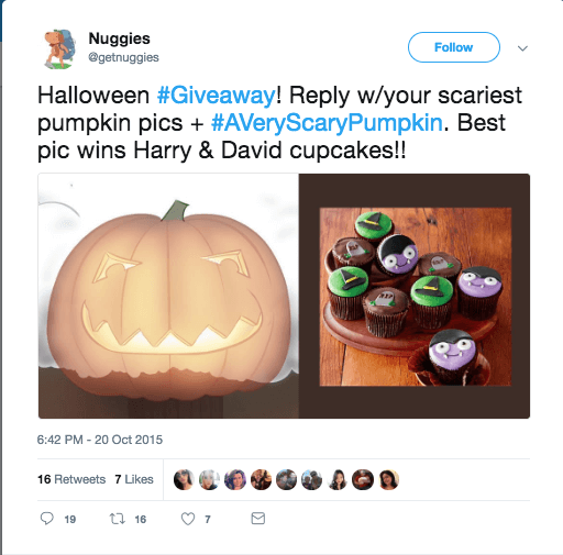 Halloween giveaway Twitter mention hashtags