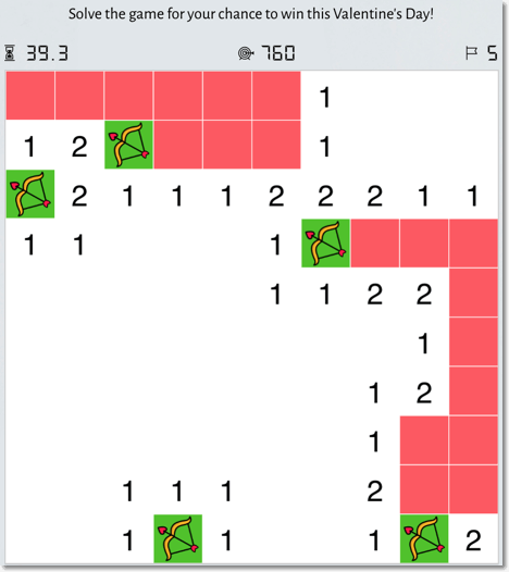 Valentines Day Minesweeper game, valentine's day campaign ideas