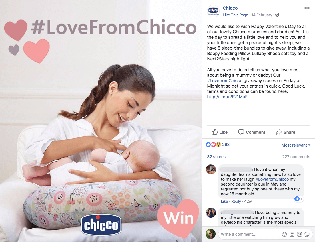 Valentine's Day giveaway on Facebook kids babies parents