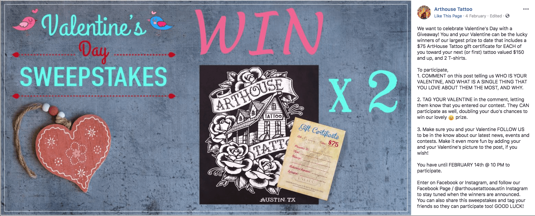 Valentine's Day social media contests