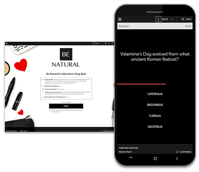 Valentine's Day campaign ideas: Timed Quiz.