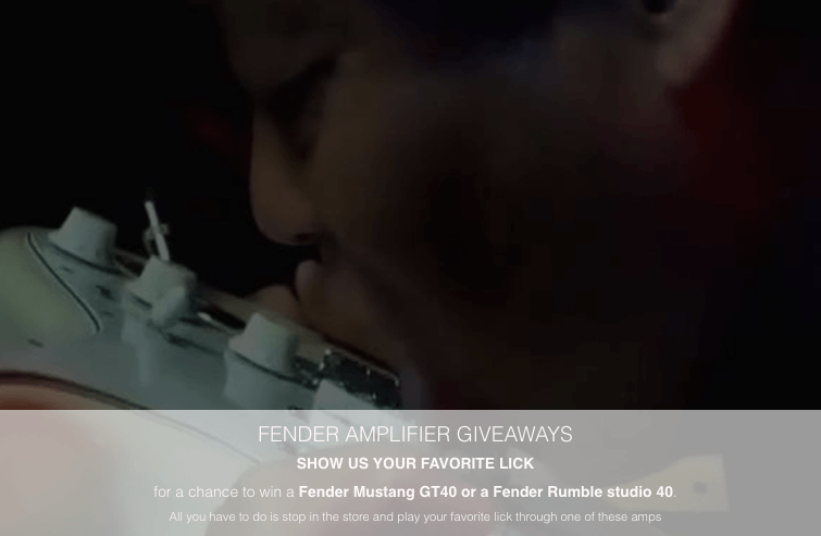 Banner of experiential retail promotion with in-store video contest