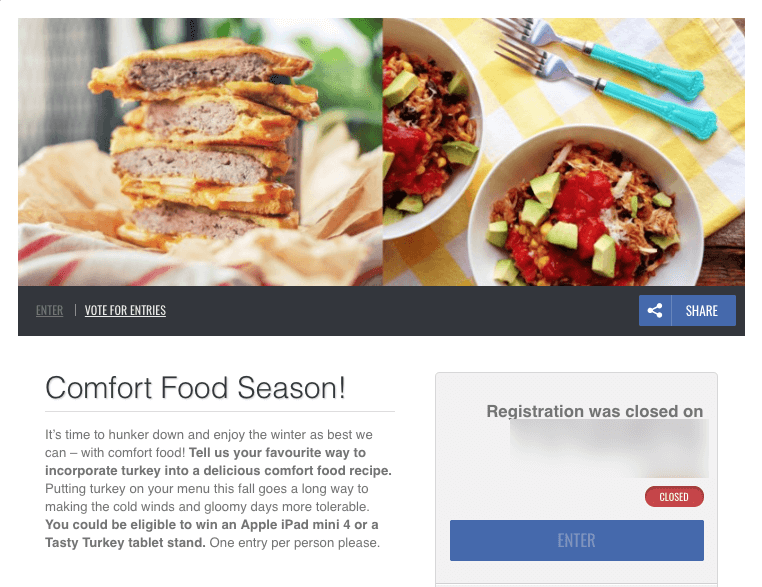 Winter Facebook giveaways food recipes