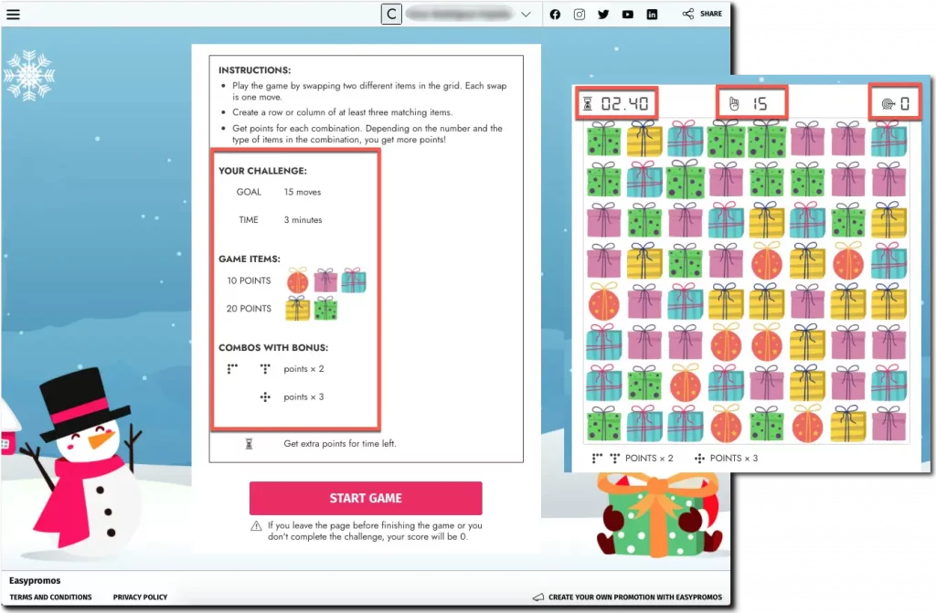 customized combination games xmas slide & match