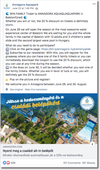 coupon campaign, facebook post