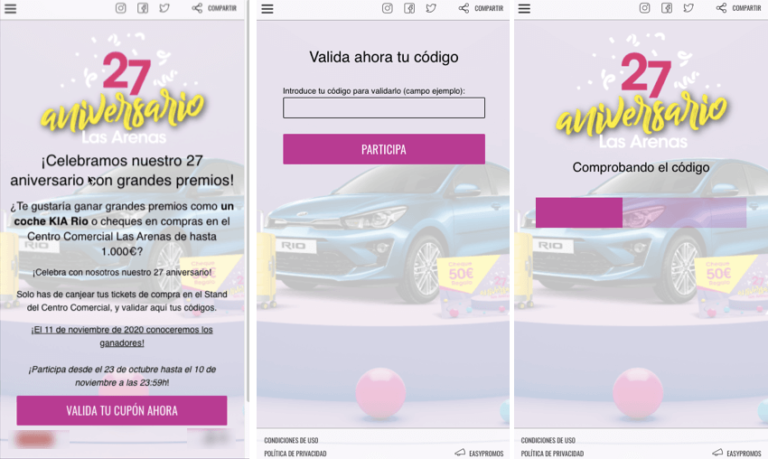 Code validation promotion organized by a shopping mall celebrating their anniversary